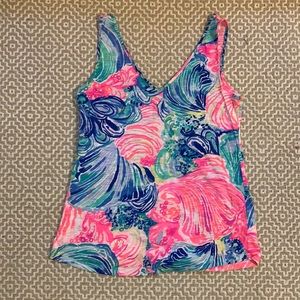 Lilly Pulitzer cotton tank top size XS pink blue